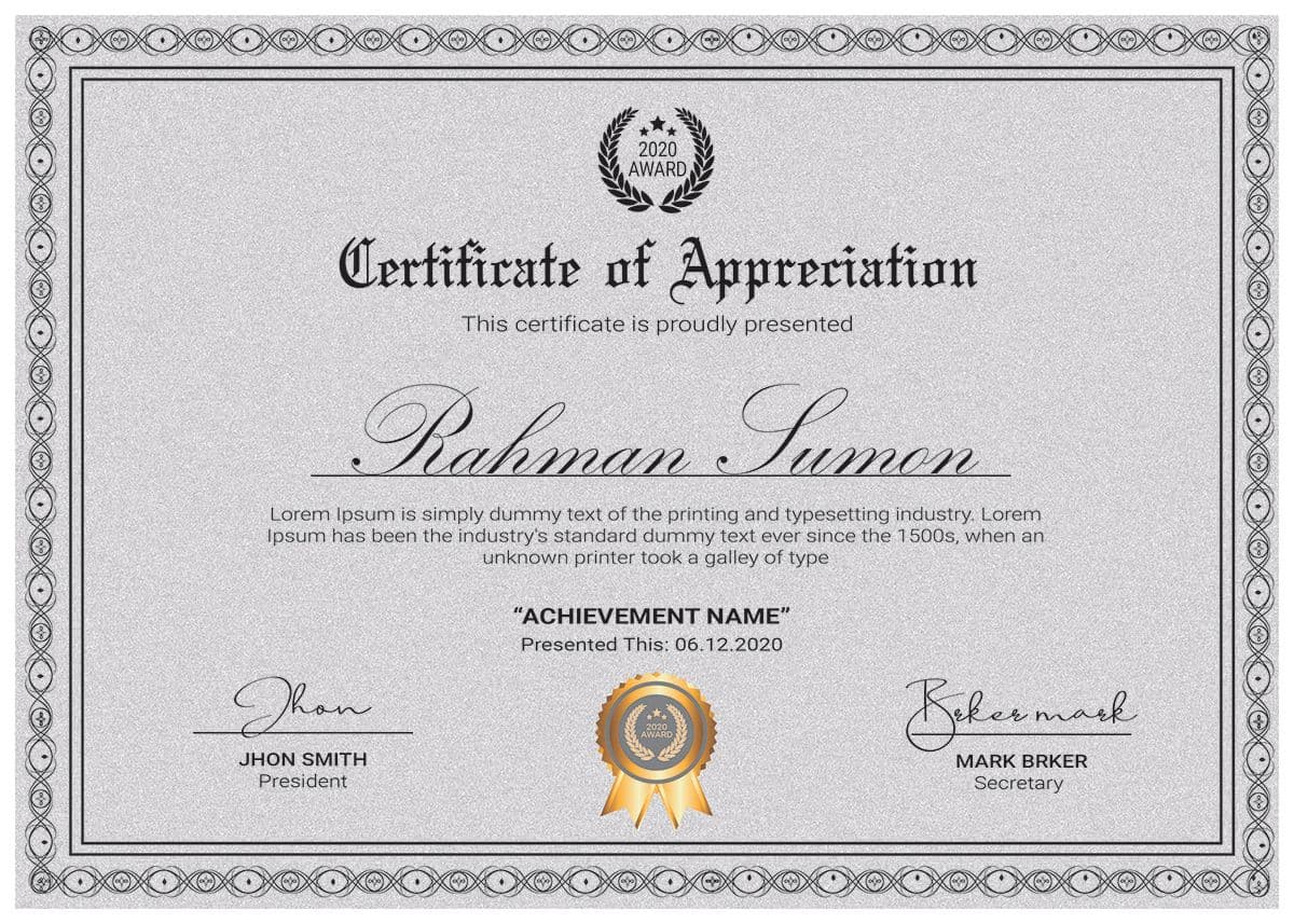 Certificate of Recognition
